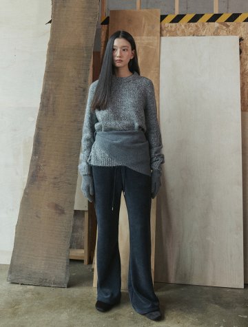 [융기모]Fleece Lined Bootcut Banding Pants_NAVY