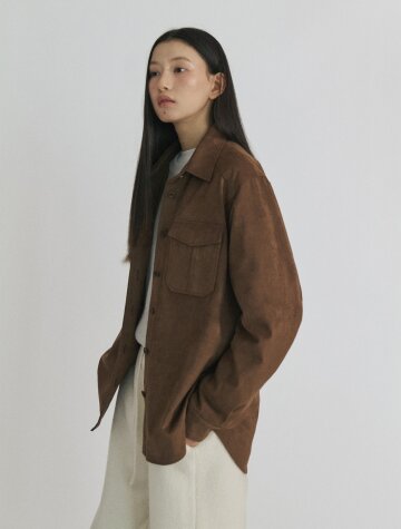 Suede Jumper Shirt_BROWN