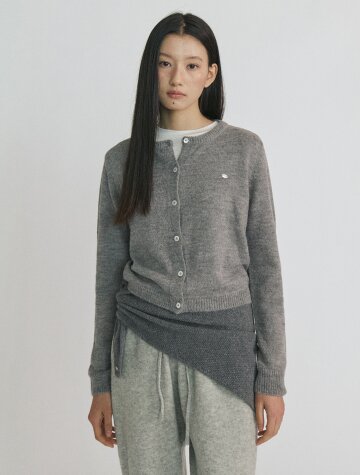 Kid Mohair Round Crop Cardigan_GREY