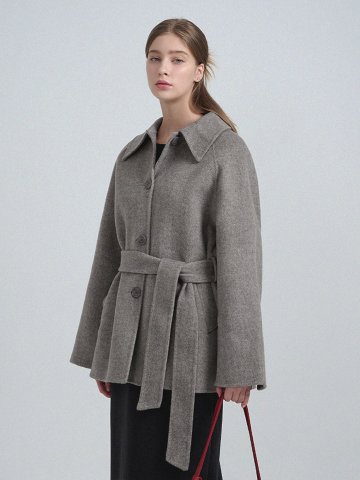 레비 핸드메이드 울 하프 코트