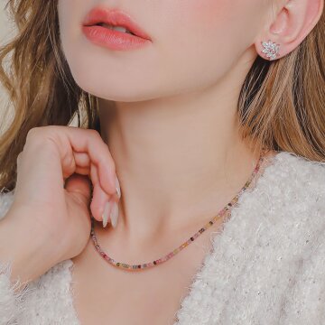 제이로렌 [MADE] 핑크그린 투어마린 목걸이 N01090