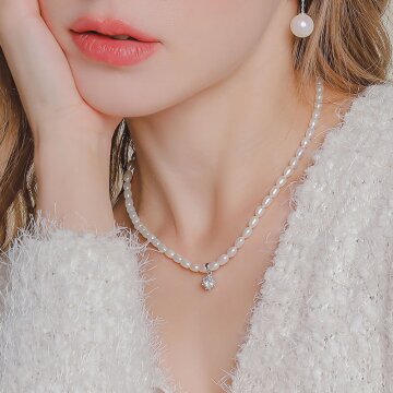 제이로렌 [MADE] 오벌 진주 큐빅 목걸이 N01082_1