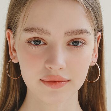 제이로렌 써지컬 로즈골드 웨이브 후프 귀걸이 M03870