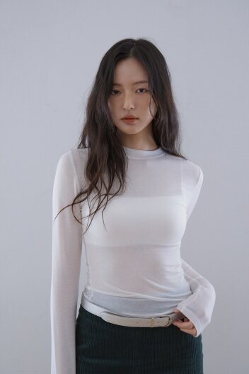 Crape wool tencel long sleeve_White