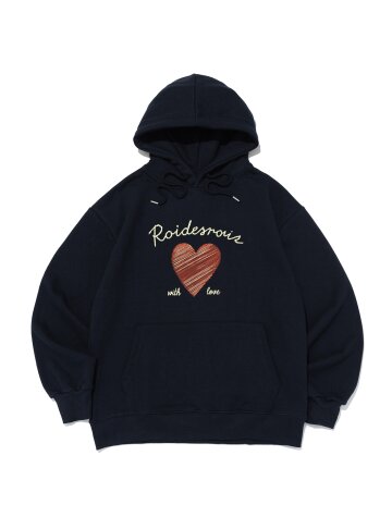 [기모/NO기모] 위드 러브 그래피티 하트 후드티 (네이비)