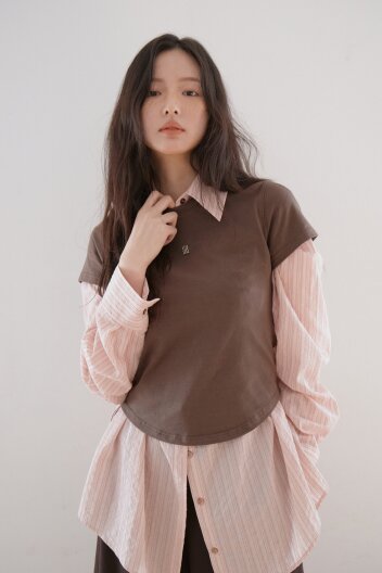 DBKR metal logo round short sleeve_Brown