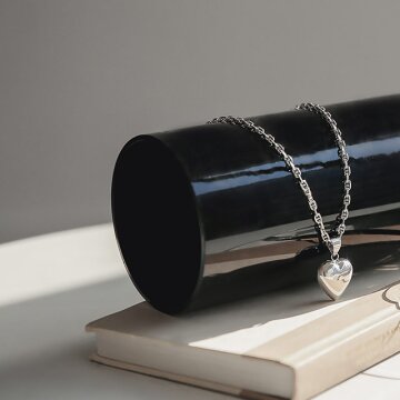 바이데이지 Bn0351 하트펜던트 엔틱 롱 실버목걸이