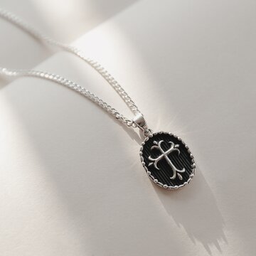 바이데이지 03Bn0350 십자가 커브체인 실버롱목걸이