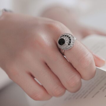 바이데이지 91Br0200 블랙 스와로브스키 실버반지