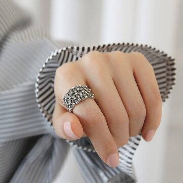 바이데이지 9Br0231 사각 마카사이트 원석 실버반지