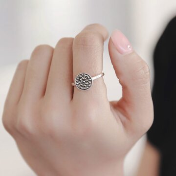 바이데이지 Br0217 라운드 마카사이트 실버반지