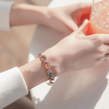 바이데이지 Bl0264 파스텔 원석 로즈골드 실버팔찌