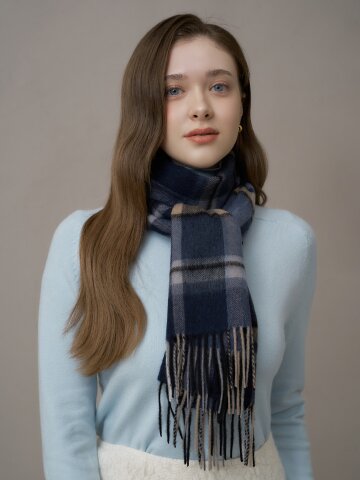 엘르 데니쉬 울 롱 체크 머플러 SE54MW302