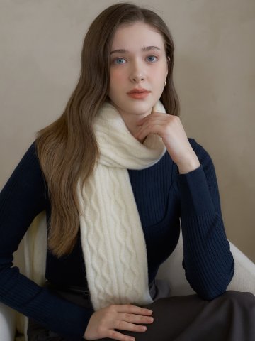 엘르 케이브 울 롱 머플러 SE54MX304