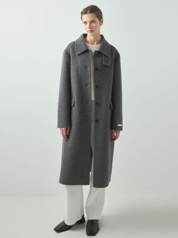 Alpaca Single Handmade Coat_Charcoal