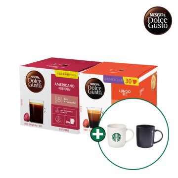 [돌체구스토] 30입 커피캡슐 1박스 (카페 아메리카노,룽고) 2종 택1 + 스타벅스 머그컵 랜덤증정