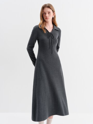 WD_Ribbon collar knit dress