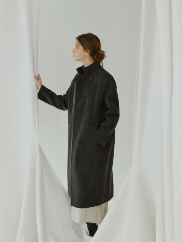 울 캐시미어 핸드메이드 롱 코트 