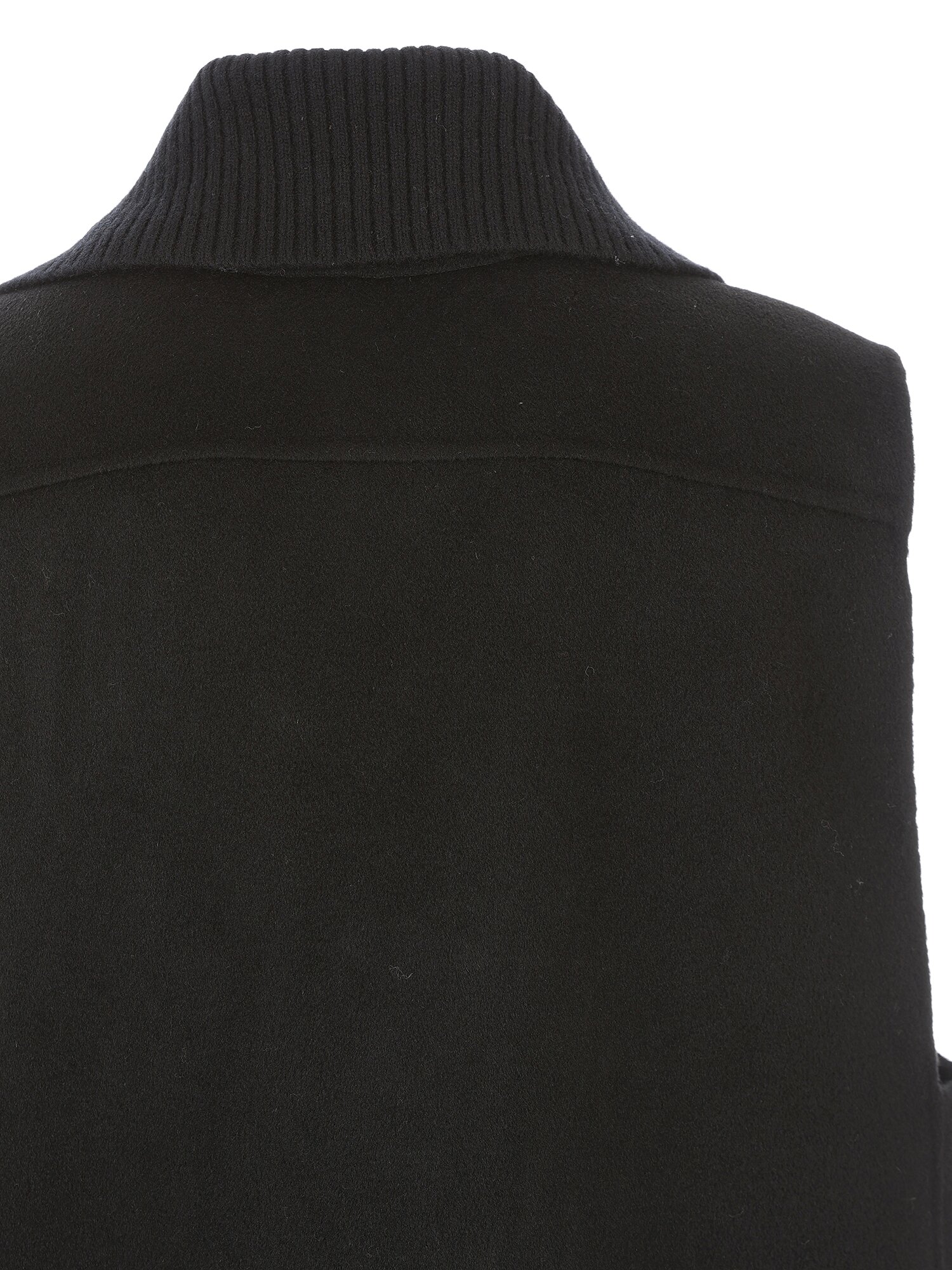 울 캐시미어 집업 니트 배색 베스트 (BLACK)