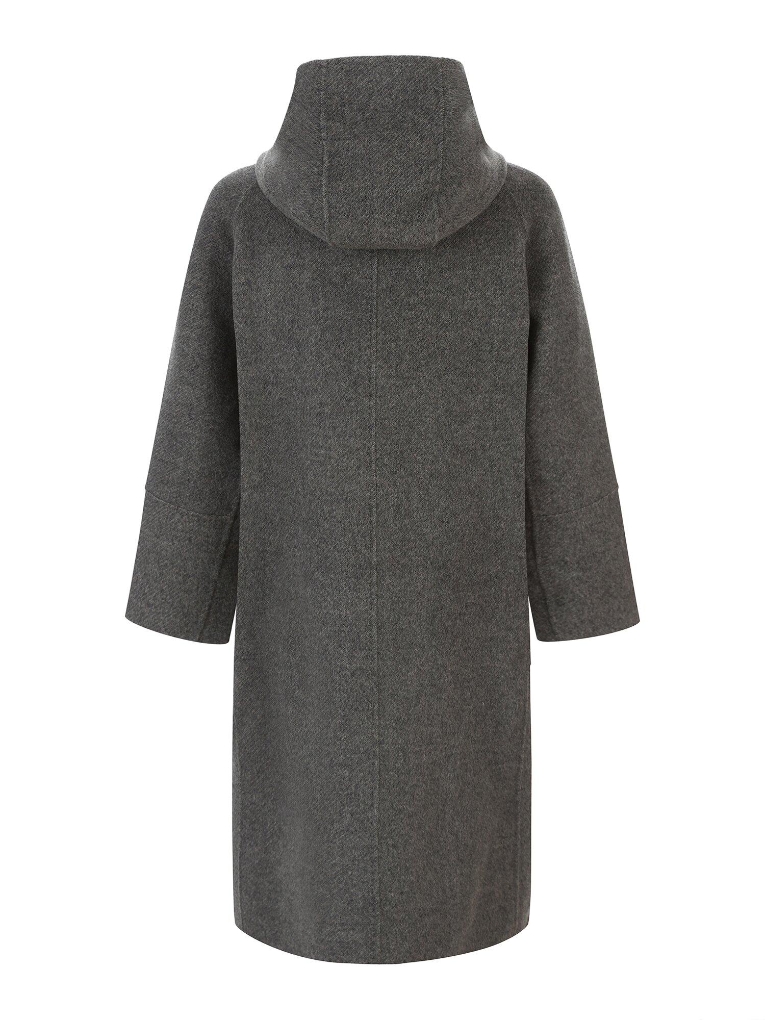 울 캐시미어 배색 후드 코트 (GREY)