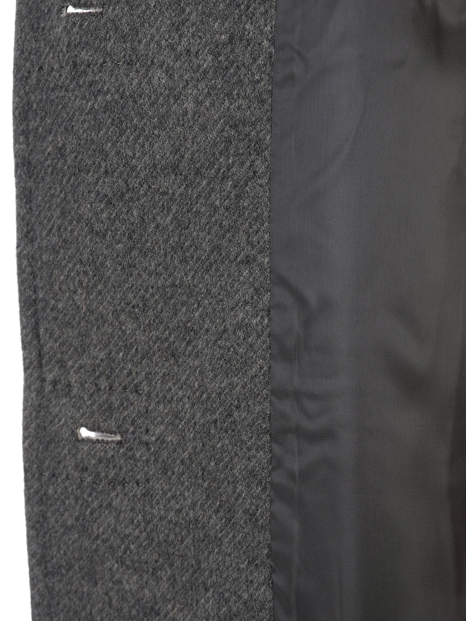 울 캐시미어 배색 후드 코트 (GREY)