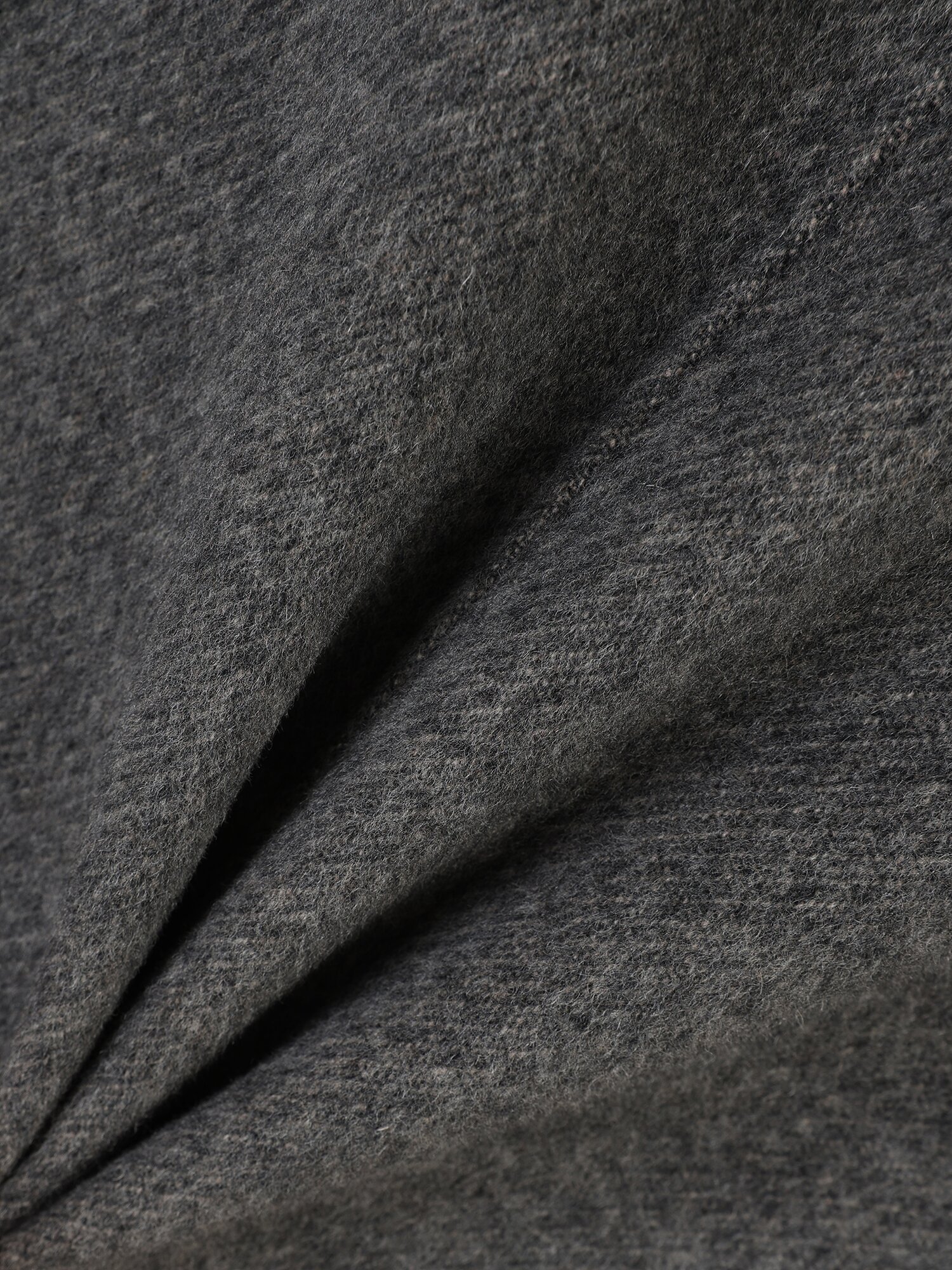 울 캐시미어 배색 후드 코트 (GREY)