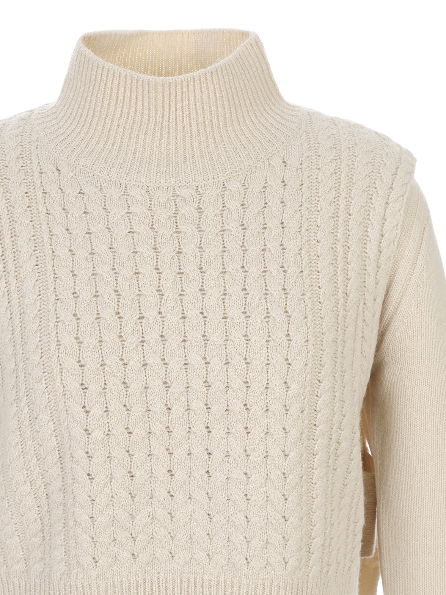 울 케이블 베스트 레이어드 니트 원피스 (LIGHT BEIGE)