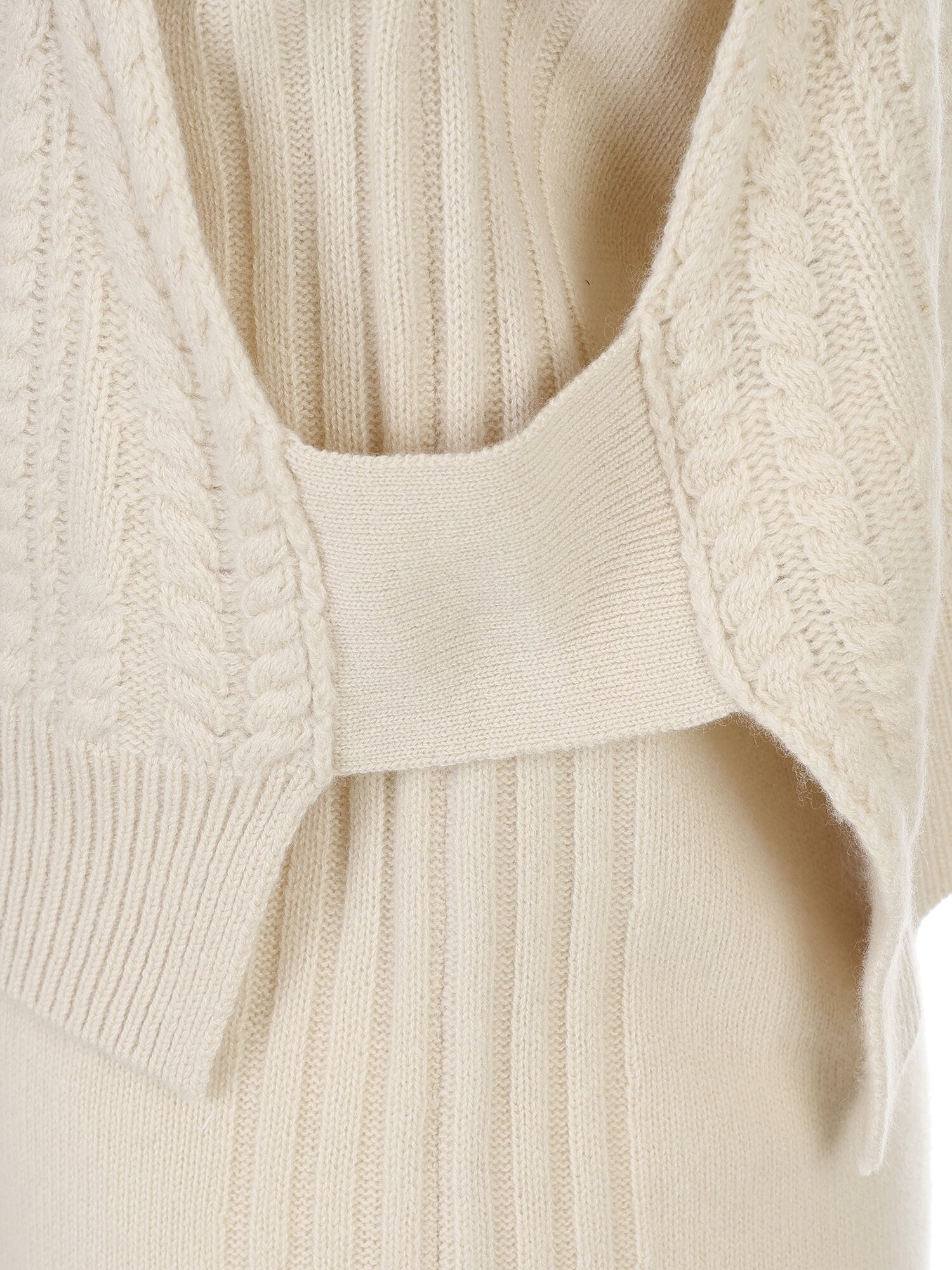 울 케이블 베스트 레이어드 니트 원피스 (LIGHT BEIGE)