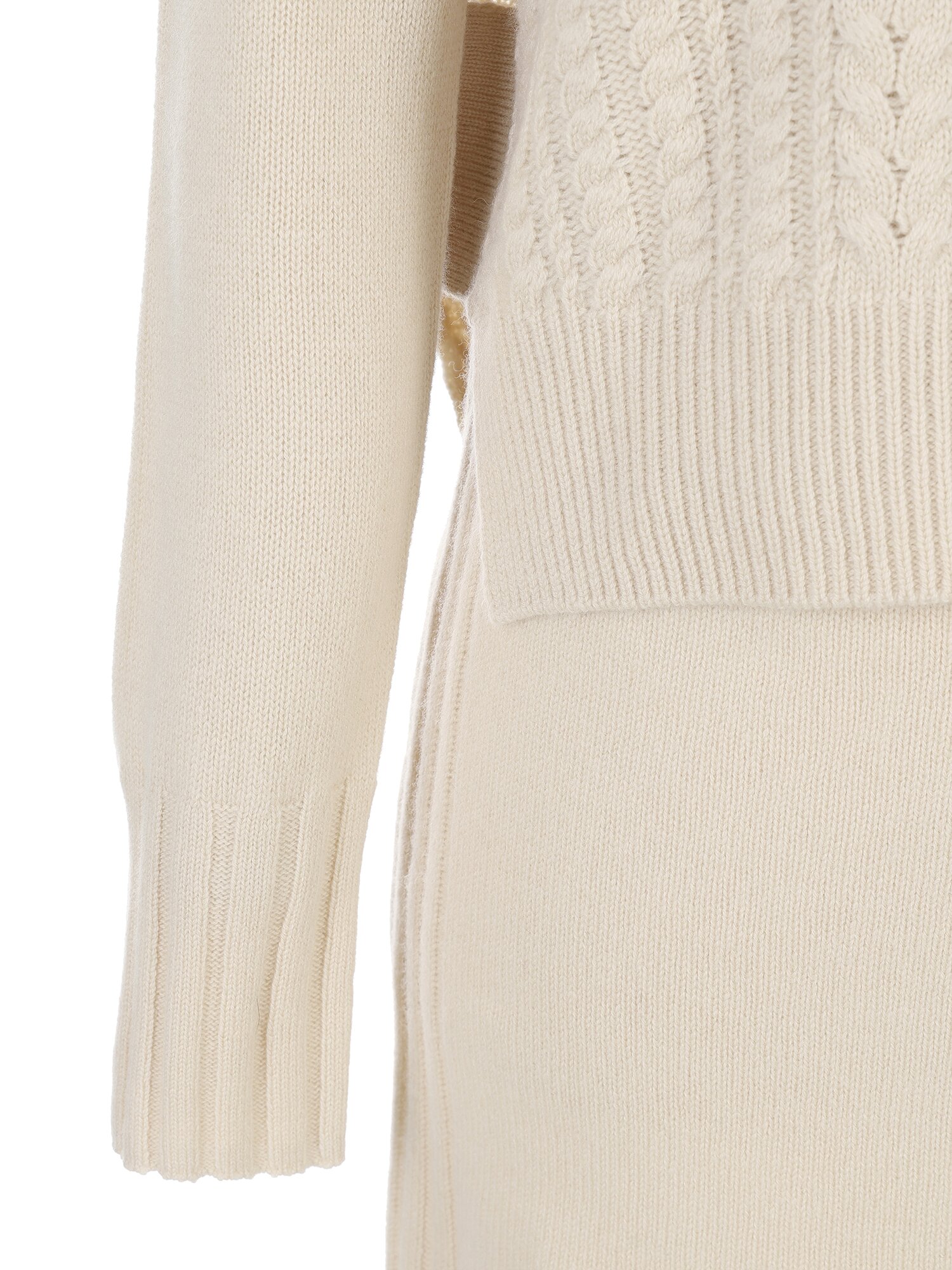 울 케이블 베스트 레이어드 니트 원피스 (LIGHT BEIGE)