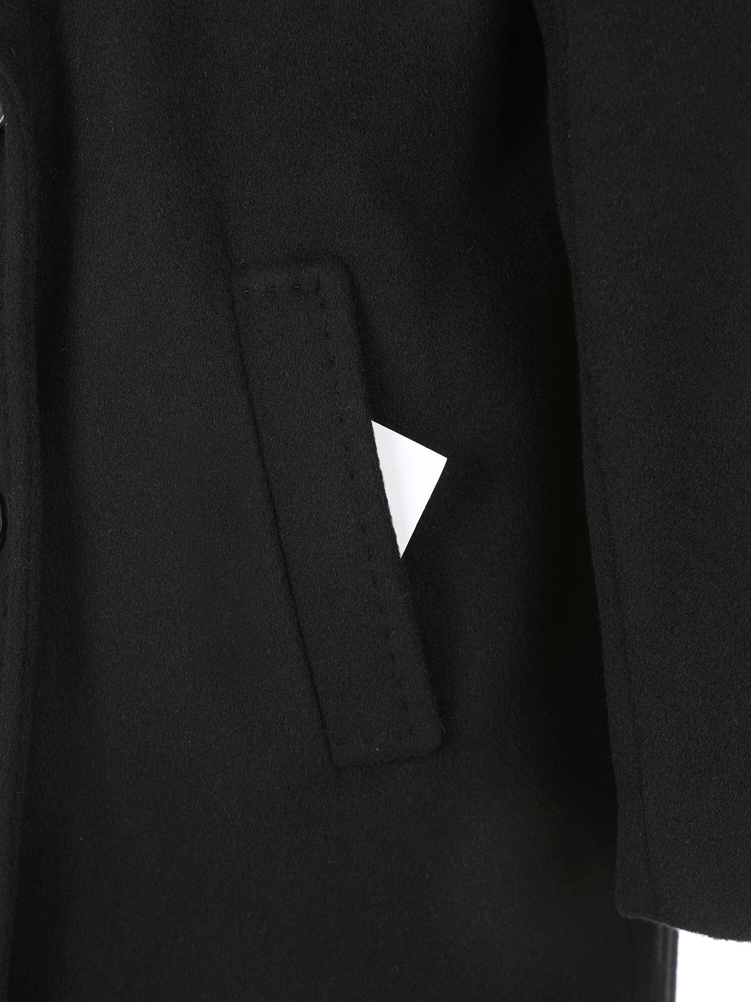 울 캐시미어 더블 브레스티드 롱 코트 (BLACK)