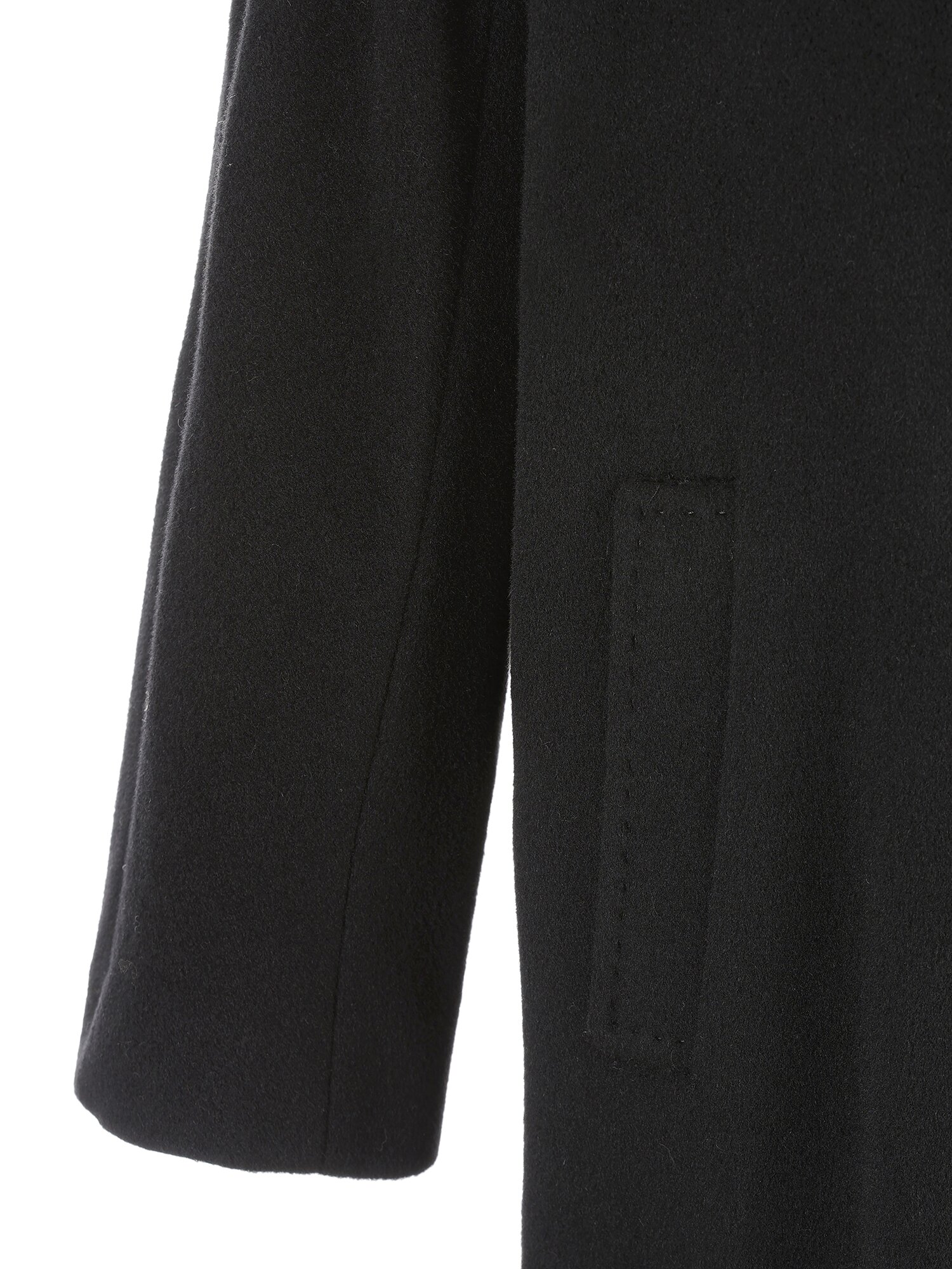 울 캐시미어 더블 브레스티드 롱 코트 (BLACK)