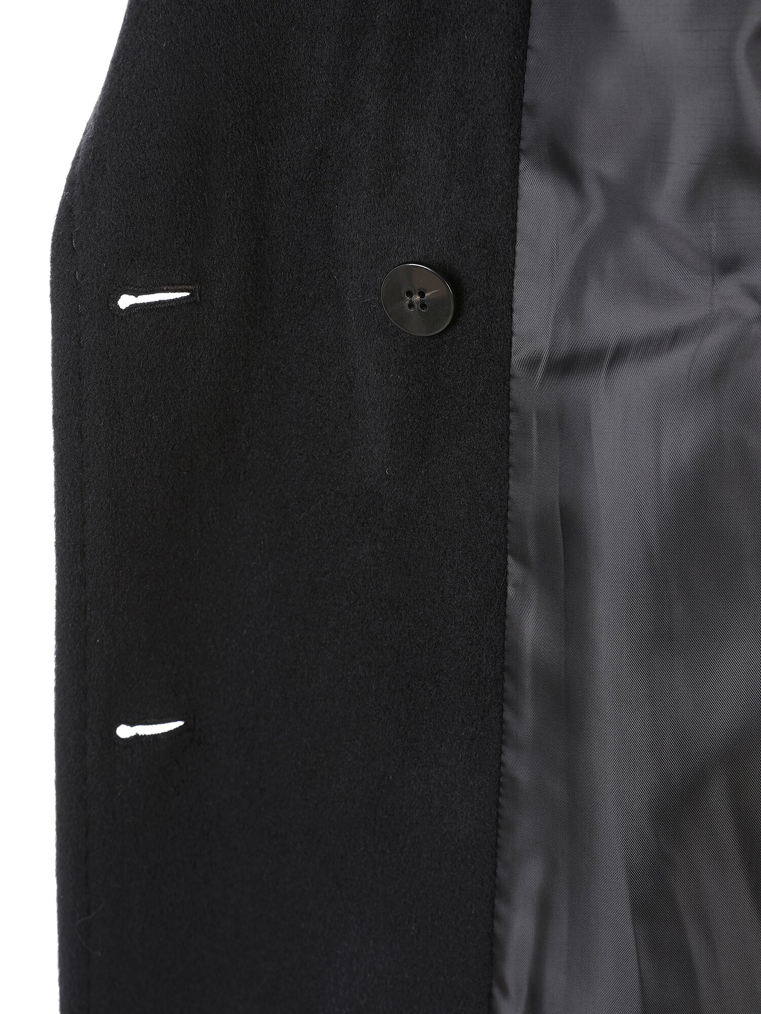 울 캐시미어 더블 브레스티드 롱 코트 (BLACK)
