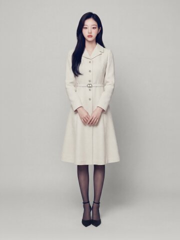 울 블렌드 트위드 플레어 원피스 
