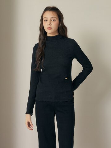 링클 하이넥 티셔츠 