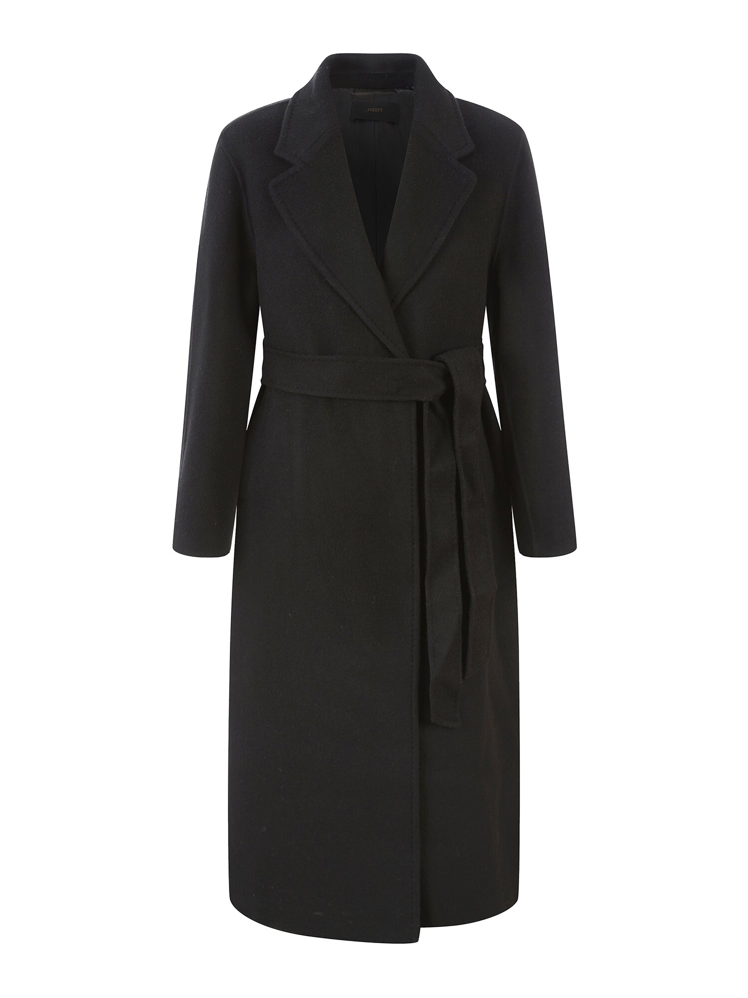 울 캐시미어 벨티드 롱 코트 (BLACK)