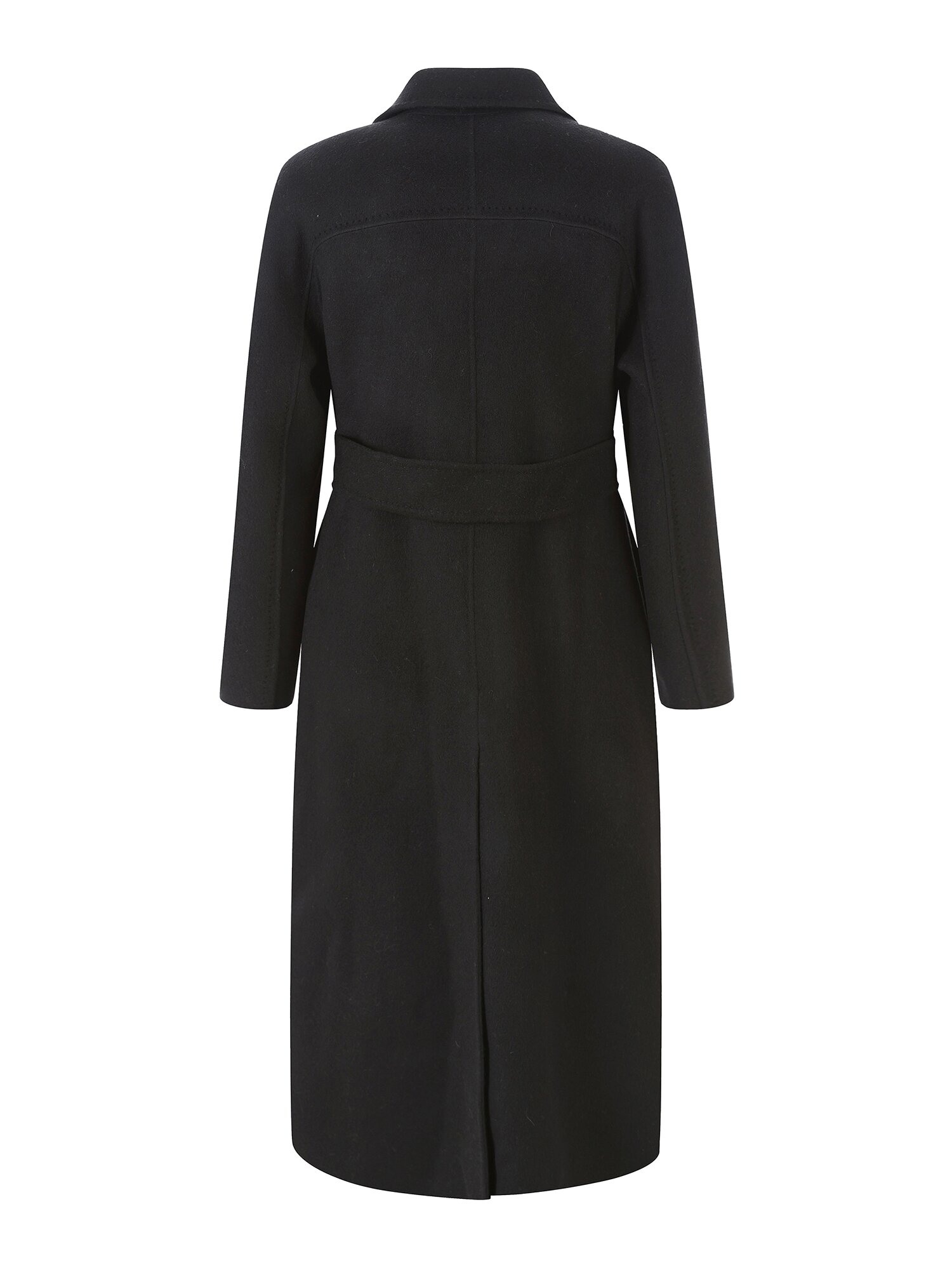 울 캐시미어 벨티드 롱 코트 (BLACK)