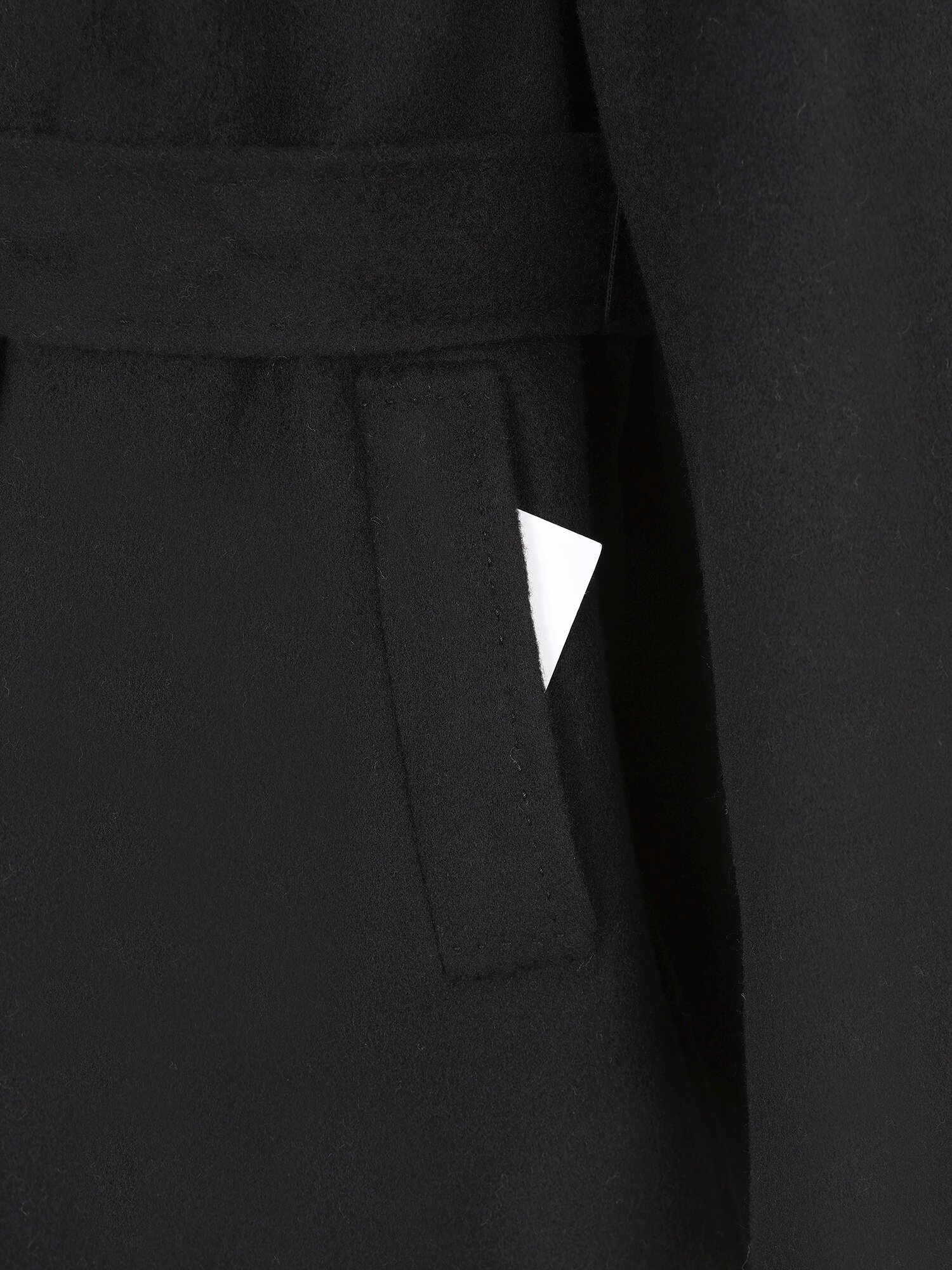 울 캐시미어 벨티드 롱 코트 (BLACK)