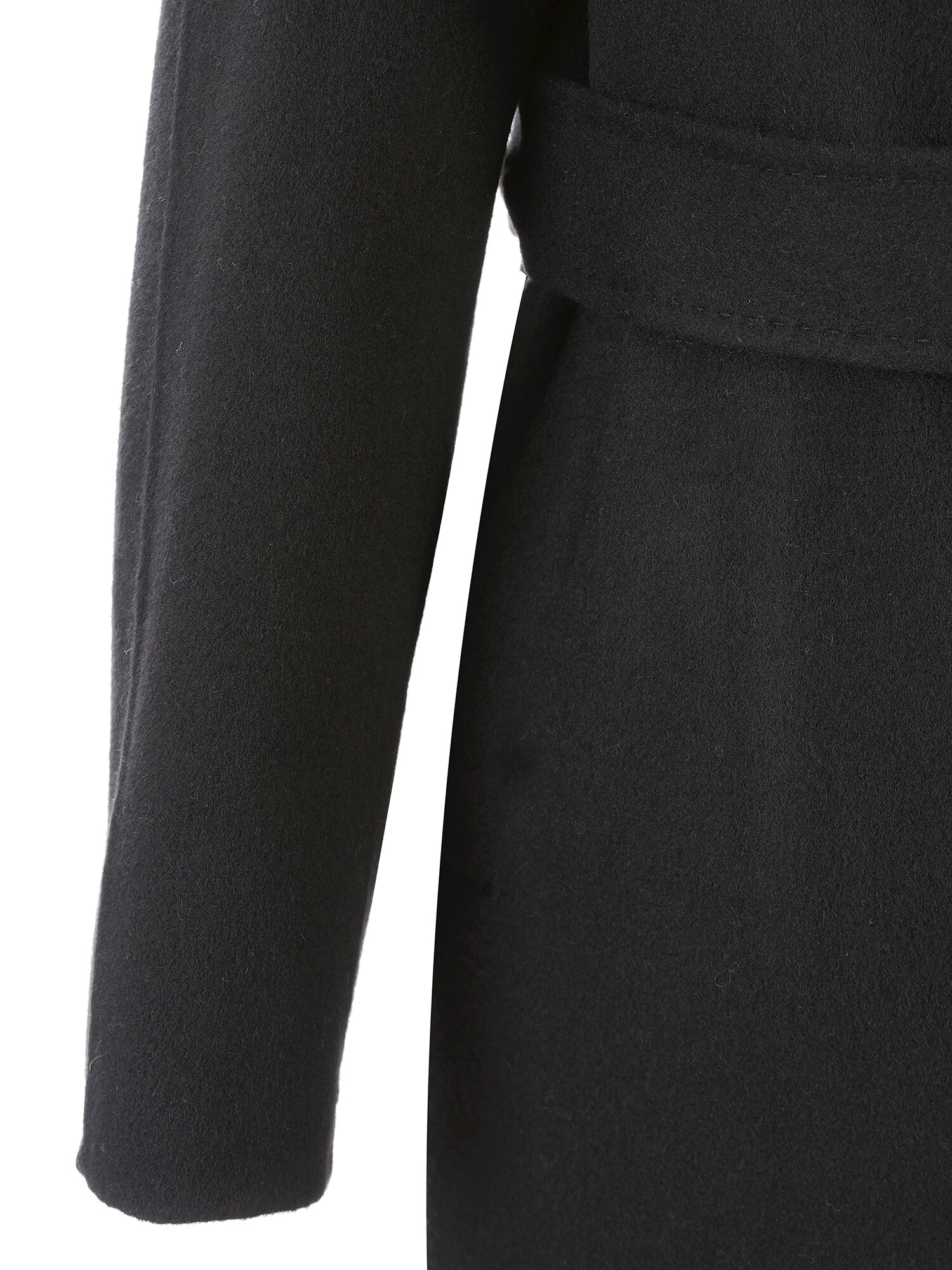 울 캐시미어 벨티드 롱 코트 (BLACK)