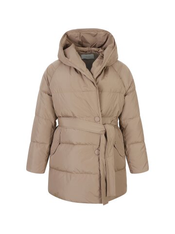 숄 칼라 벨티드 구스다운 점퍼 