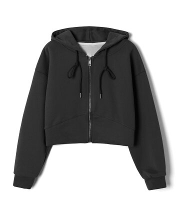 여성 크롭 후드 집업 (BLACK) (HBALT52)