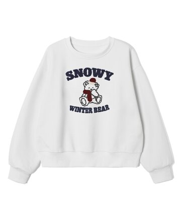 여성 자수 곰돌이 라운드넥 티셔츠 (WHITE) (HBALT55)