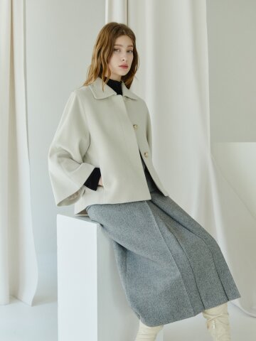 울 싱글 칼라 와이드 슬리브 재킷 
