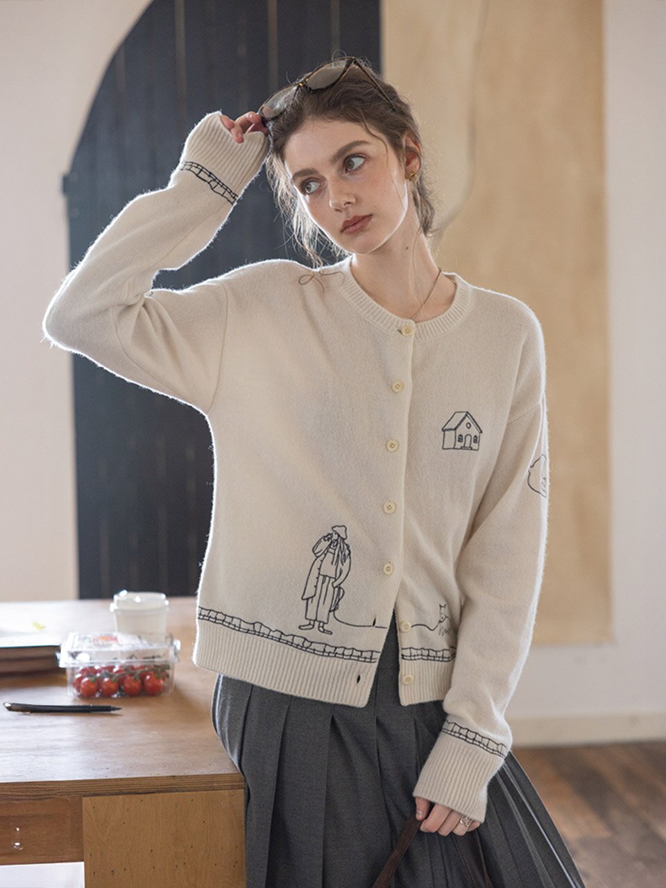 DA_Embroidered knit cardigan_2color