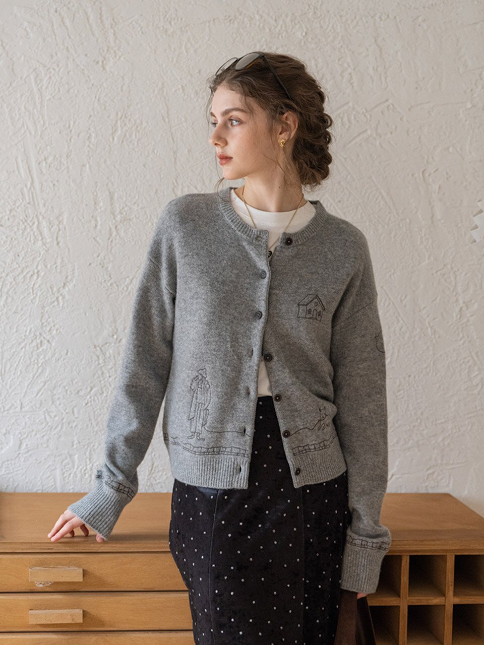 DA_Embroidered knit cardigan_2color