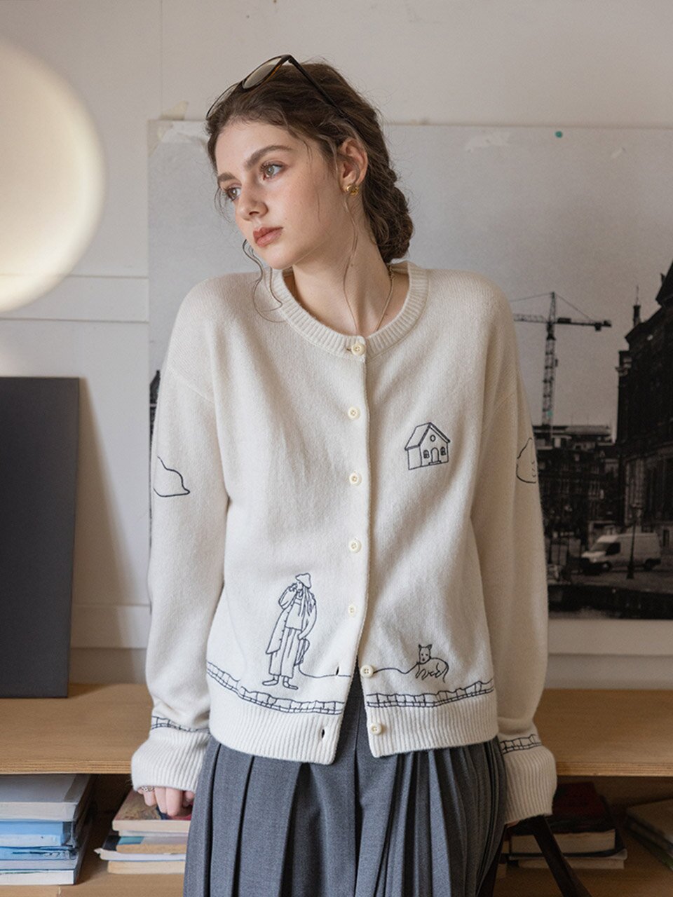 DA_Embroidered knit cardigan_2color