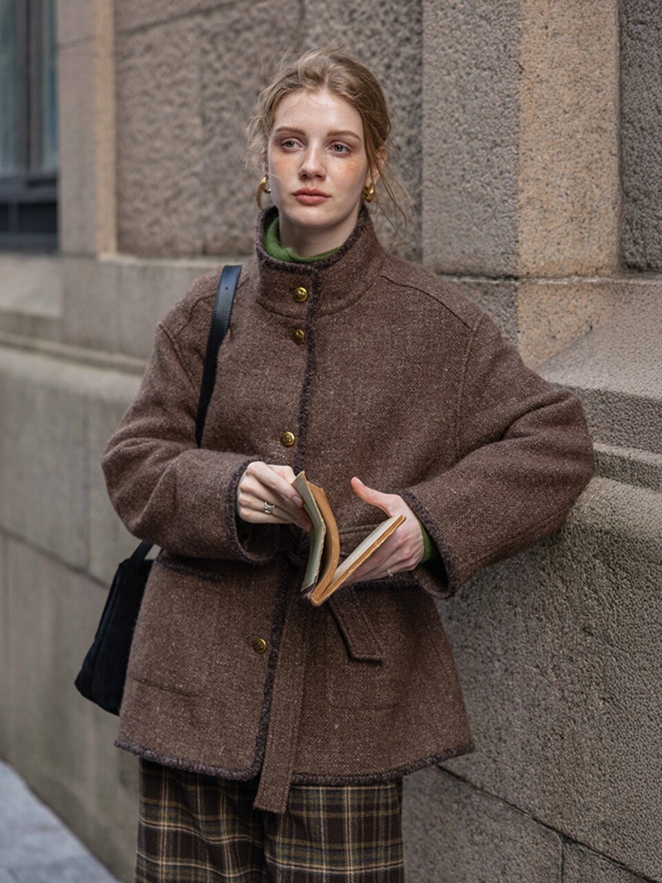 DA_Single-sided tweed coat_2color