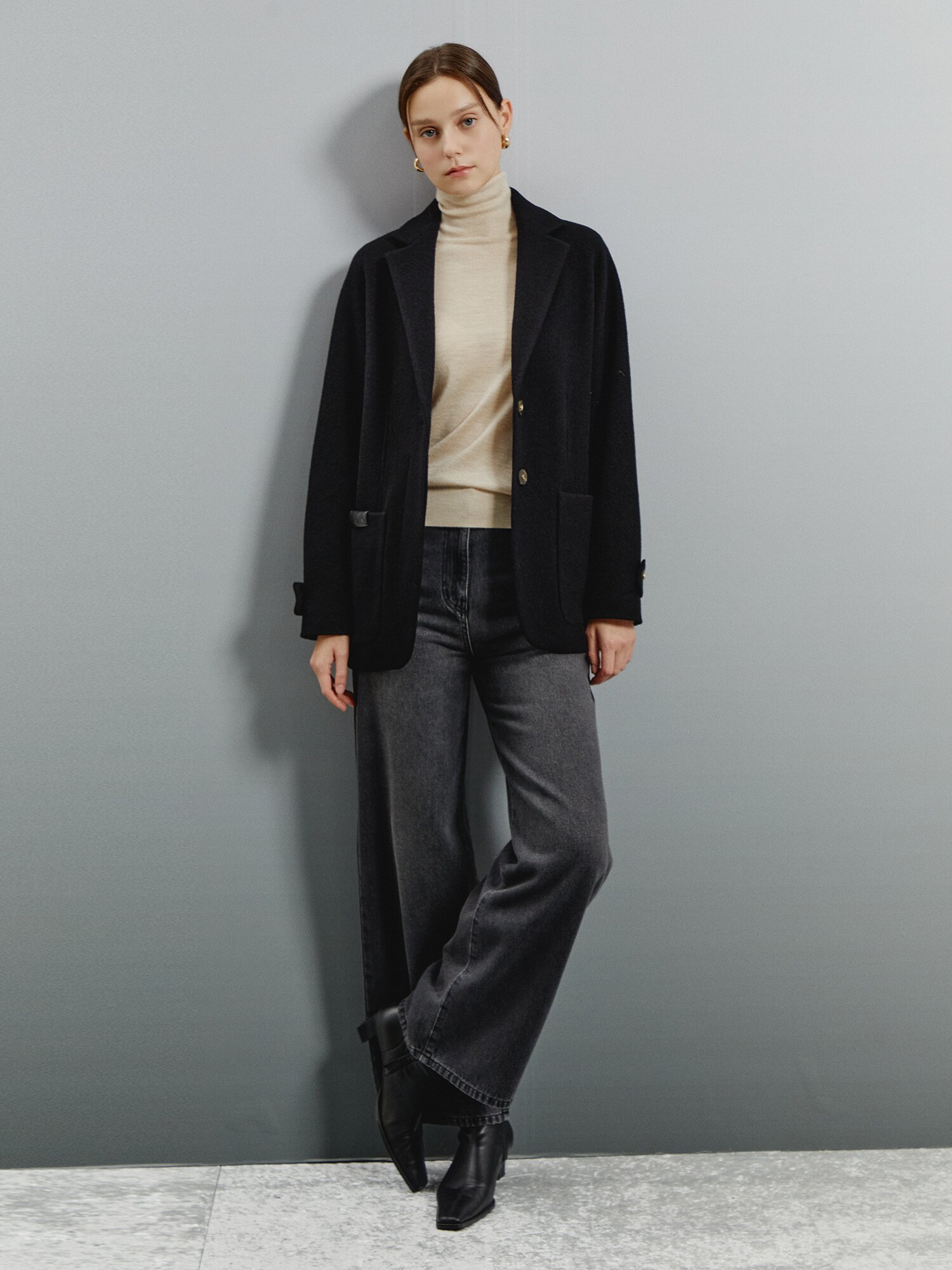 미니멀 박시 핏 블레이저 (BLACK)