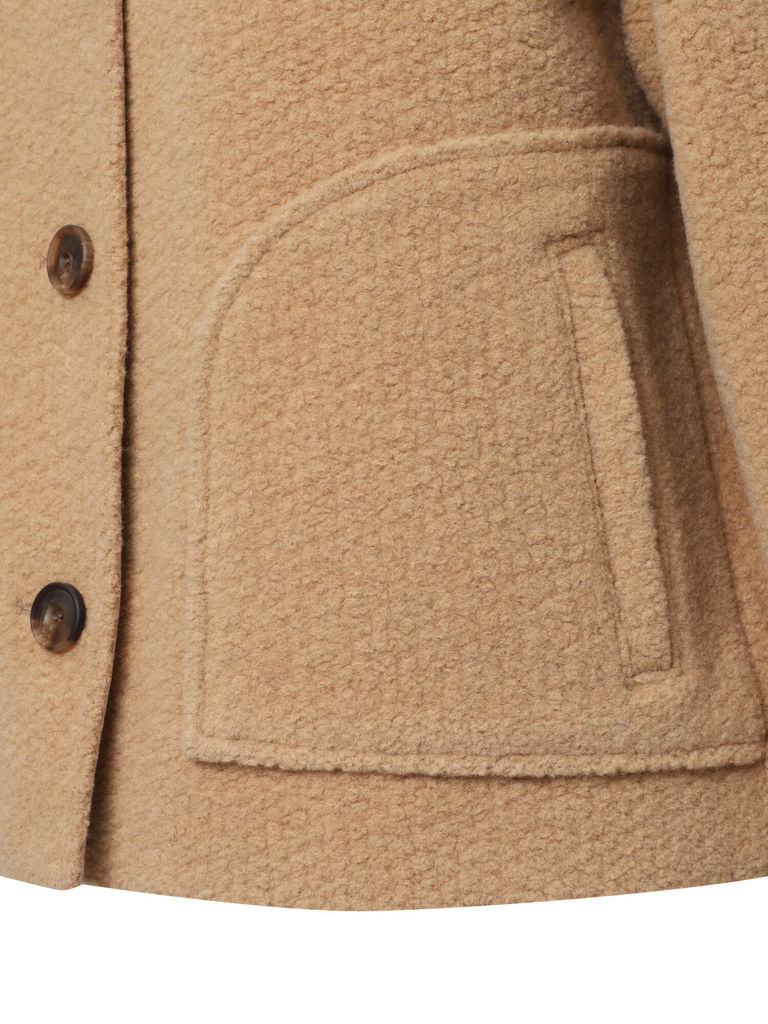 울 블렌드 부클레 래글런 숏 코트 (BEIGE)