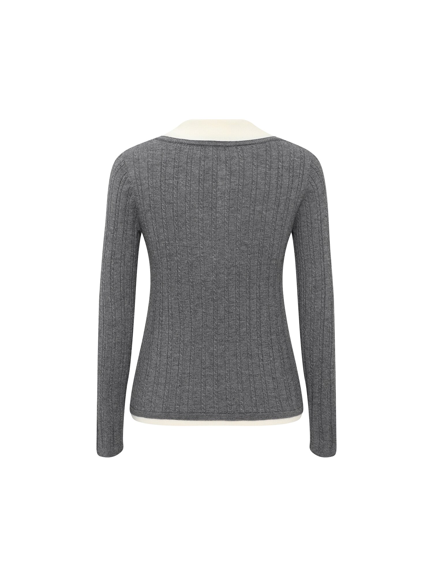 울 블렌드 케이블 칼라 레이어드 니트 (GREY)