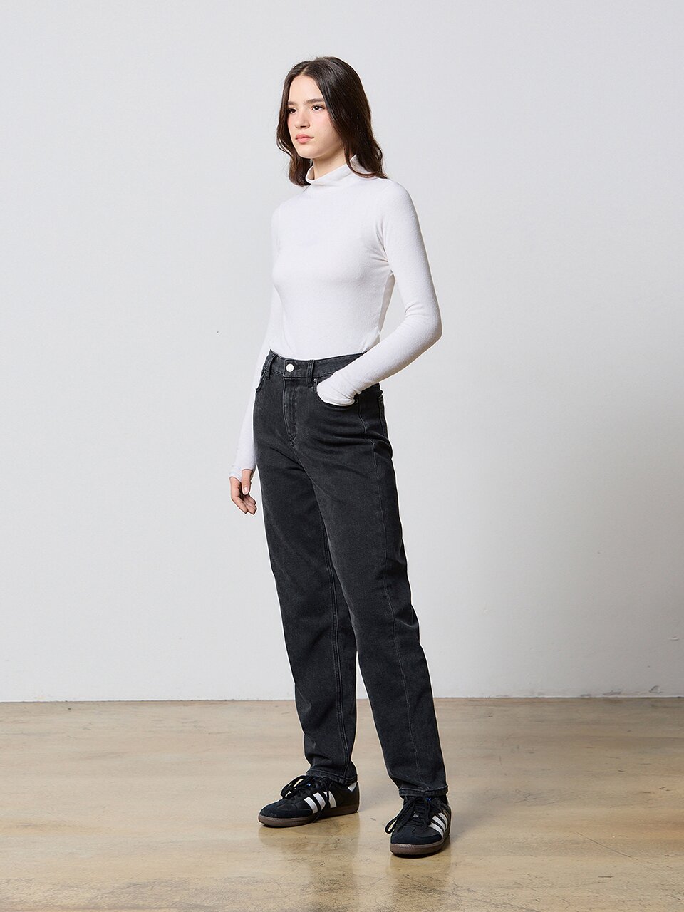 DENIM NAPPING TAPERED PANTS BLACK W5